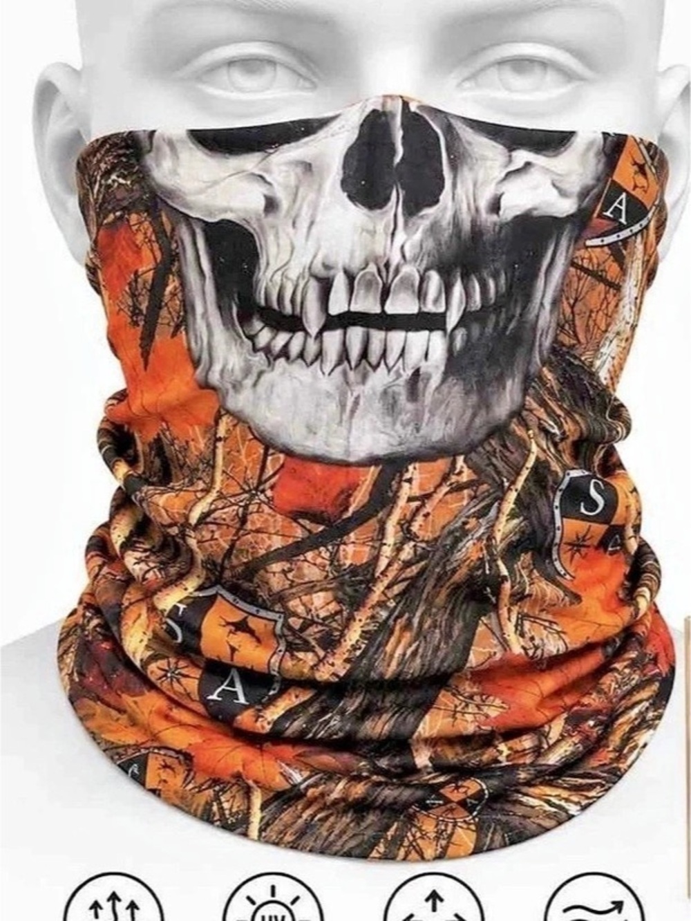 SA Co. Forest Camo Skull Face Shield. Orange & Black pack of 5 for 10$